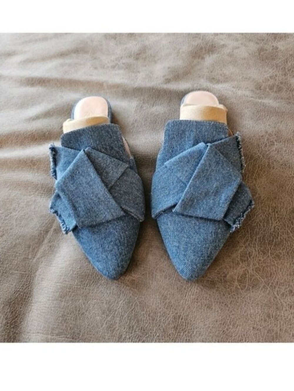 J. Crew Pointed-Toe Slides In Denim Size 8 - Picture 3 of 8
